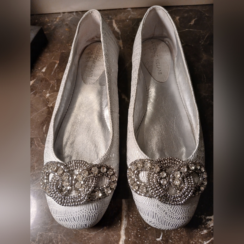 Aviana Silver Women's Flats with Embellished Detail
